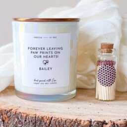Forever Leaving Paw Prints On Our Hearts Scented Candle Personalised Pet Sympathy Gift Dog Pet Memorial Vegan Soy Wax Cat Loss Candle - thumbnail 1