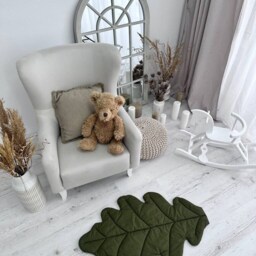 Organic Cotton Baby Play Mat Green Oak Leaf Design - thumbnail 2