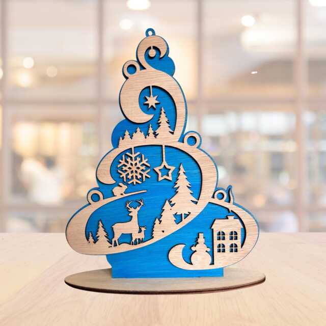 Personalized Wooden Christmas Tree Centerpiece, Hand-Painted Table Decor - image 1