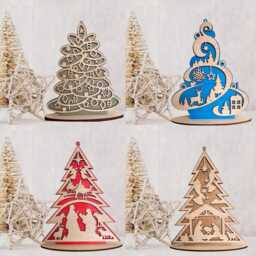 Personalized Wooden Christmas Tree Centerpiece, Hand-Painted Table Decor - thumbnail 4