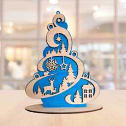 Personalized Wooden Christmas Tree Centerpiece, Hand-Painted Table Decor - thumbnail 1