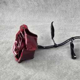 Handcrafted Steel Rose Scarlet Sparkle, Metal Garden Art, Valentines Day, Birthday, Anniversary, Mother's Ruby Keepsake - thumbnail 3