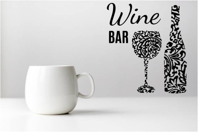 Wine Bar Vinyl Wall Art, Decal, Sticker, Transfer, Mural, Removable, Decor, Interior, Exterior, Peel & Stick, Full - 0666 - image 1