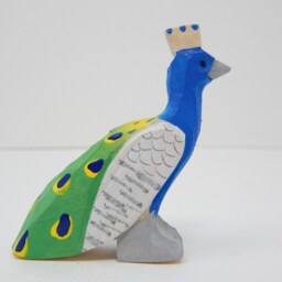 Peacock Wooden Figurine - Hand Carved Bird Sculpture Decor - thumbnail 3