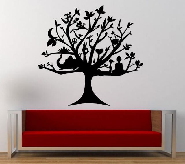 Yoga Ohm Floral Tree Ganesha Elephant Meditation Wall Decal Sticker Vinyl Mural Leaving Bedroom Room Home Decor Free Shipping L357 - image 1