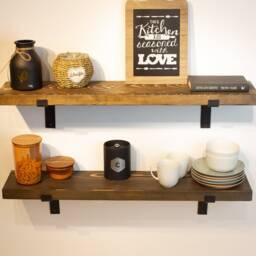 Heavy Duty Kitchen Shelf With Metal Brackets - Custom Size Bathroom Farmhouse Rustic Industrial - thumbnail 3