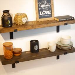 Heavy Duty Kitchen Shelf With Metal Brackets - Custom Size Bathroom Farmhouse Rustic Industrial - thumbnail 2