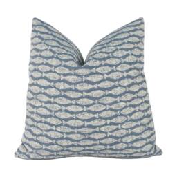Scion - Samaki Indigo Playful Textured Fish Cushion Cover Handmade Throw Pillow Designer Home Decor - thumbnail 1