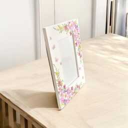 Pink Florals & Butterflies, Photo Frame, Floral Wooden Picture Gift, Home Decor - thumbnail 2