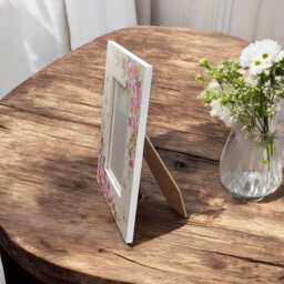 Pink Florals & Butterflies, Photo Frame, Floral Wooden Picture Gift, Home Decor - thumbnail 3