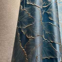 3 Colours Luxury Leaf Embroidered Curtains, Gold Botanical Drapes, Textured Polyester Window Panels - thumbnail 2
