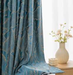3 Colours Luxury Leaf Embroidered Curtains, Gold Botanical Drapes, Textured Polyester Window Panels