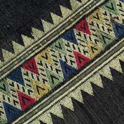 Vintage Hmong Hemp Pillow Handwoven Tribal Textile, Navy Batik - thumbnail 3