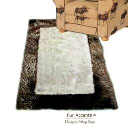 Faux Fur Shag Area Rug - Brown/Off White Plush Sheepskin, Handmade Usa - thumbnail 3