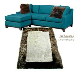 Faux Fur Shag Area Rug - Brown/Off White Plush Sheepskin, Handmade Usa - thumbnail 2