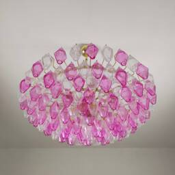 Murano Glass Poliedri Fucshia & Clear Chandelier - thumbnail 4