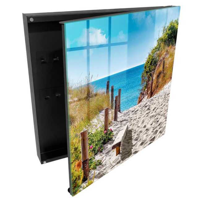 Seaside Path Key Cabinet For Home, Blue Box Wall, Photographic Landscapes, Lovers Of Nature & Peace - image 1