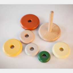 Toddlers Geometric Nest Stacker, Stacking Rings, Pyramid Toy, Color Sorting Natural Wooden First Time Mom Gift - thumbnail 4