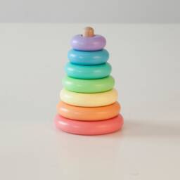 Toddlers Geometric Nest Stacker, Stacking Rings, Pyramid Toy, Color Sorting Natural Wooden First Time Mom Gift - thumbnail 2