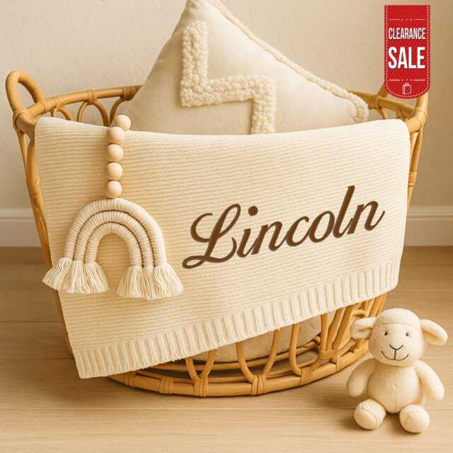 Personalised Name Baby Blankets, Embroidered Blankets For Baby, Cotton Blanket Newborns, Girl Gifts, Shower Gifts - image 1