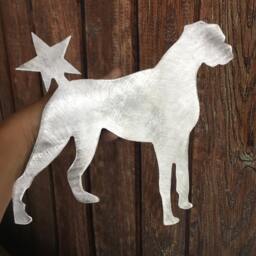 Boxer, Star, Dog Christmas Tree Topper, Wreath Decoration, Pet Memorial, Aluminum, Lover Gift, Guardian Angel, Silver - thumbnail 4