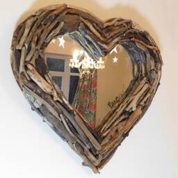 Beach Wall Decor - Handmade Driftwood Heart Wall Mirror By Lyme Bay Art - thumbnail 3