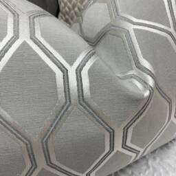 Geometric Silver Grey Cushion Cover - Luxury Albany Fabric, Handmade - 12x20 - thumbnail 2