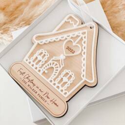 Personalised First Christmas in Our New Home Bauble Gingerbread House Tree Decoration - thumbnail 3