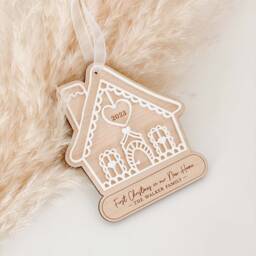 Personalised First Christmas in Our New Home Bauble Gingerbread House Tree Decoration - thumbnail 2