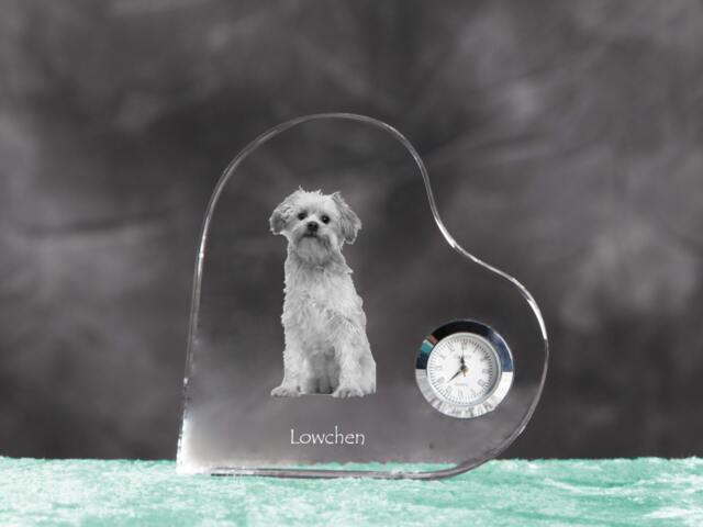 L??wchen - Crystal Clock in The Shape Of A Heart With Image Pure-Bred Dog - image 1