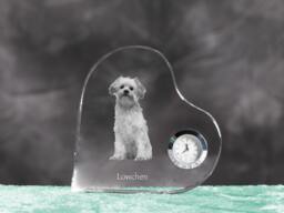L??wchen - Crystal Clock in The Shape Of A Heart With Image Pure-Bred Dog - thumbnail 1