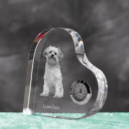 L??wchen - Crystal Clock in The Shape Of A Heart With Image Pure-Bred Dog - thumbnail 2