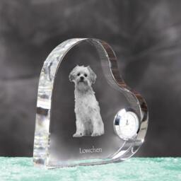 L??wchen - Crystal Clock in The Shape Of A Heart With Image Pure-Bred Dog - thumbnail 3
