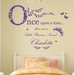 Personalised Name, Once Upon A Time Princess - Wall Art Sticker Mural Decal Girls Bedroom, Nursery, Playroom. Home, Decor. Personalized - thumbnail 1