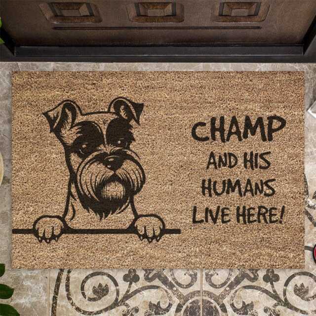 Personalised Dog Breed & Their Humans Live Here Custom Indoor Coir Door Mat - 60x40cm - image 1