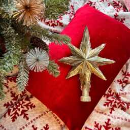 10??? Handmade Champagne Gold Star Tree Topper - Elegant Christmas Top Xmas Ornaments Luxury Holiday Decor Unique Design - thumbnail 1
