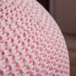 Knit Unstuffed Pink/White Pouf Ottoman Crochet Floor Rose Pillow Knitted Footstool Nursery Decor Scandinavian Furniture - thumbnail 4