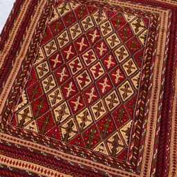 4x5 Taupe Red Square Handwoven Afghan Wool Rug - Dinning Room Kilim - thumbnail 3
