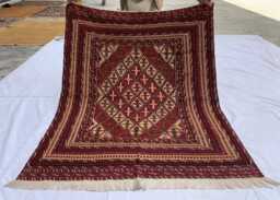 4x5 Taupe Red Square Handwoven Afghan Wool Rug - Dinning Room Kilim - thumbnail 1