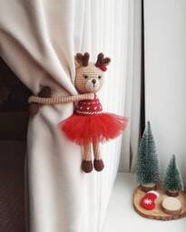 Christmas Deer Curtain Tieback Red Nursery Animal Tie Back Pink Deer Hold