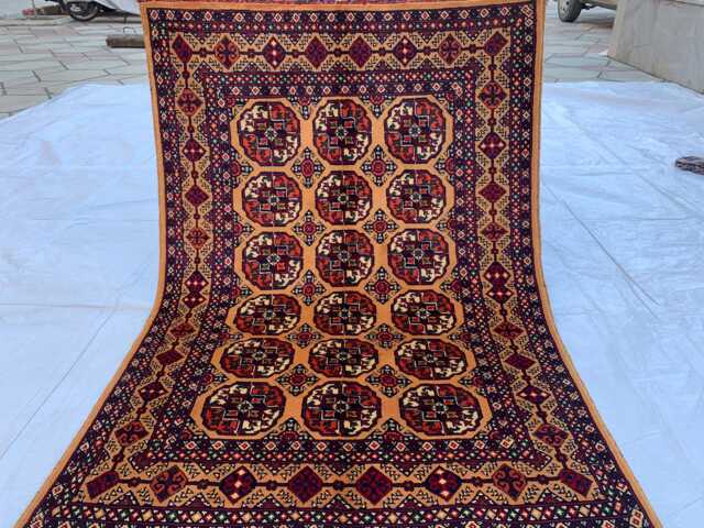 Handwoven Wool Ahal Gul Rug 4.8x3.3 Ft Traditional Afghan Carpet - image 1