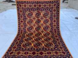 Handwoven Wool Ahal Gul Rug 4.8x3.3 Ft Traditional Afghan Carpet