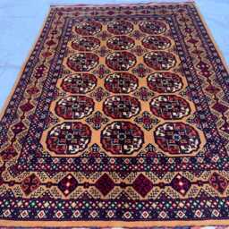 Handwoven Wool Ahal Gul Rug 4.8x3.3 Ft Traditional Afghan Carpet - thumbnail 3