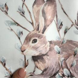 Willow Branch Bunny Rabbit Wall Decal Border - Easy To Apply Peel & Stick Botanical Stickers For Nursery Decoration Decor - thumbnail 2