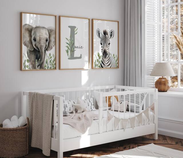 Safari Nursery Prints - Baby Animals, Gender Neutral Decor - Set Of 3 - image 1