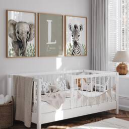 Safari Nursery Prints - Baby Animals, Gender Neutral Decor - Set Of 3 - thumbnail 2