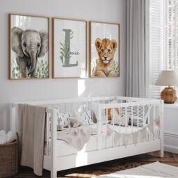 Safari Nursery Prints - Baby Animals, Gender Neutral Decor - Set Of 3 - thumbnail 3