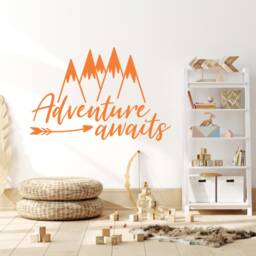 Mountain Wall Decal, Adventure Awaits Decor, Sticker, Playroom Art, Baby Shower Gift, Kids Room Camping Stickers - thumbnail 3