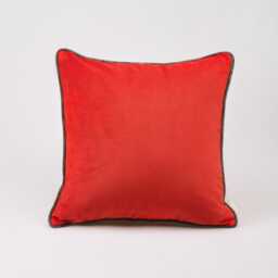 Coral Velvet Pillow Cover - With Anthrachite Corded Edge - thumbnail 3