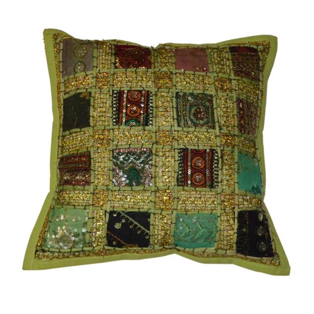 Cushion Cover Boho Indian Patchwork Embroidery Sequin Pillow Bohemian Pillows Designer Traditional Embroidered Cases Boho Throw - image 1
